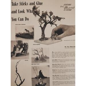 1941 Crafting Print Article by Fae Huttenlocher Indoor Gardening Tree Branch Art